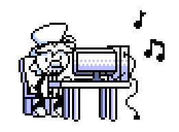 Pixelart Levc on his pc