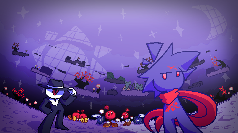 The prince stands in front of Baltio and the game's enemies in the background